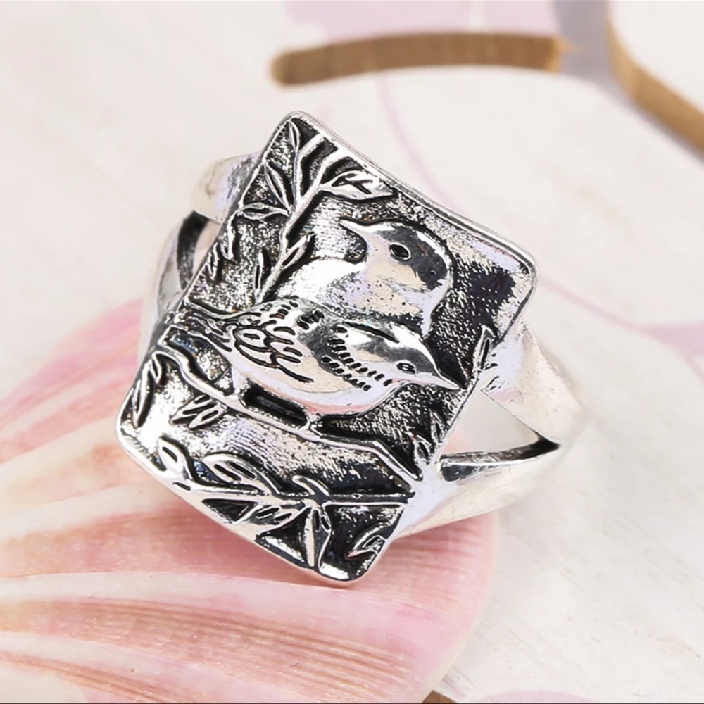 New Womans Princess Jewelry S925 Sterling Silver Handmade Vintage Love Bird Ring - Picture 2 of 13